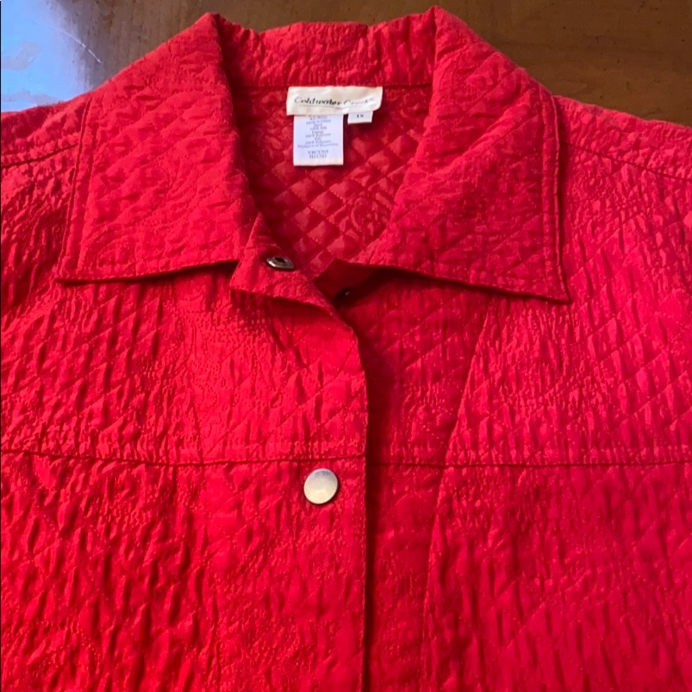 EUC Coldwater Creek Red patterned jacket